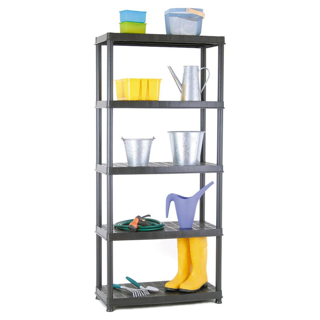 Practo - Practo rek Plasti Rack 081, 185 x 85 x 40 cm, 5 legborden, zwart