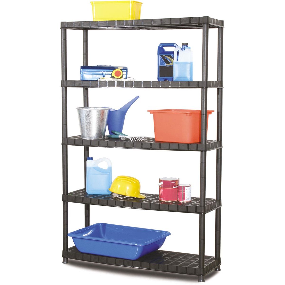 Practo - étagère Plasti Rack 120, 185 x 120 x 40 cm, 5 étagères, noir