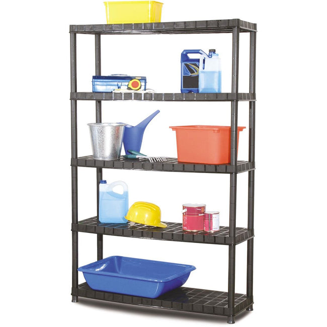Practo - étagère Plasti Rack 120, 185 x 120 x 40 cm, 5 étagères, noir