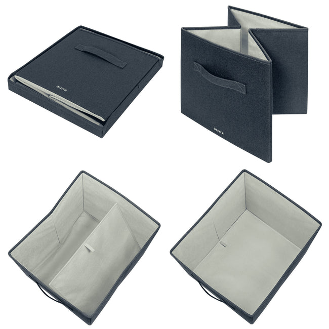 Leitz - Boîte de rangement tapissée avec couvercle 330x325x380mm gris 2 pcs