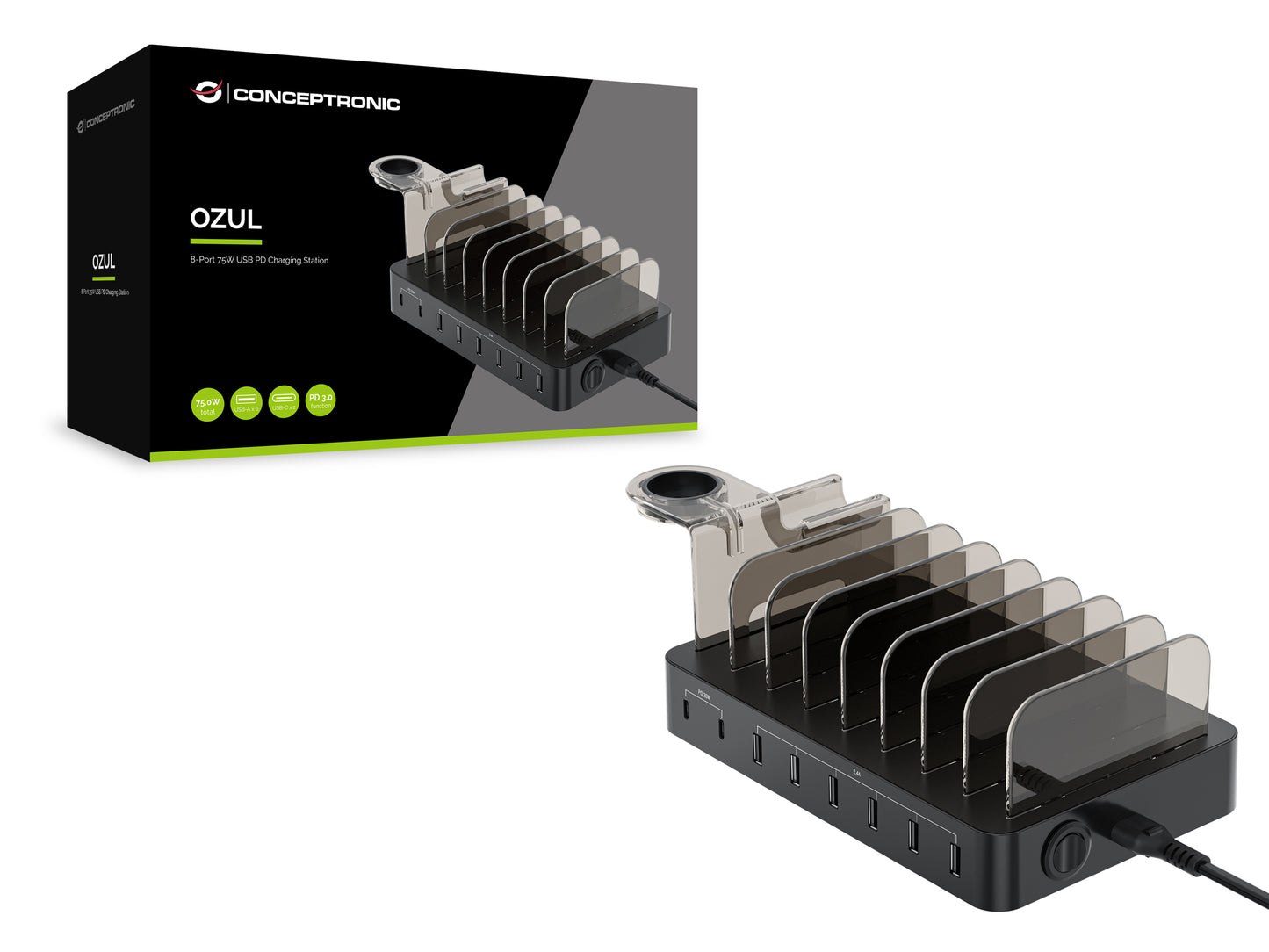CONCEPTRONIC -   OZUL02B oplader voor mobiele apparatuur Universeel Zwart AC Binnen