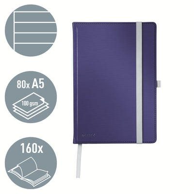 Leitz - Carnet style a5 ligne 160 pages bleu