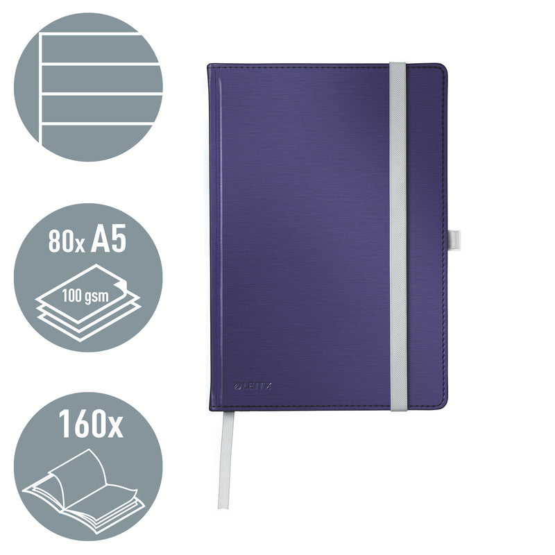 Leitz - Carnet style a5 ligne 160 pages bleu
