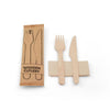 set de couverts en bois couteau - fourchette - serviette 100 pièces