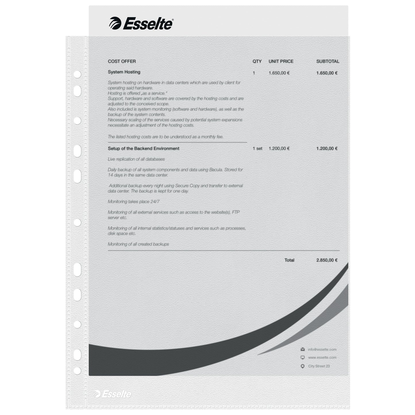 Esselte -  16690 sheet protector 210 x 297 mm (A4) Polypropyleen (PP)