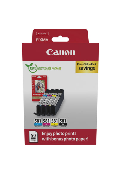 Canon - Cartouche d'encre CLI-581 4 couleurs + papier