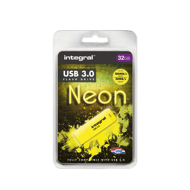 Integral -  INFD32GBNEONYL3.0 USB flash drive 32 GB USB Type-A 3.2 Gen 1 (3.1 Gen 1) Geel