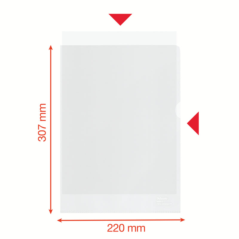 Esselte - Dossier en L, 100% recyclé, transparent, boîte de 20 pièces