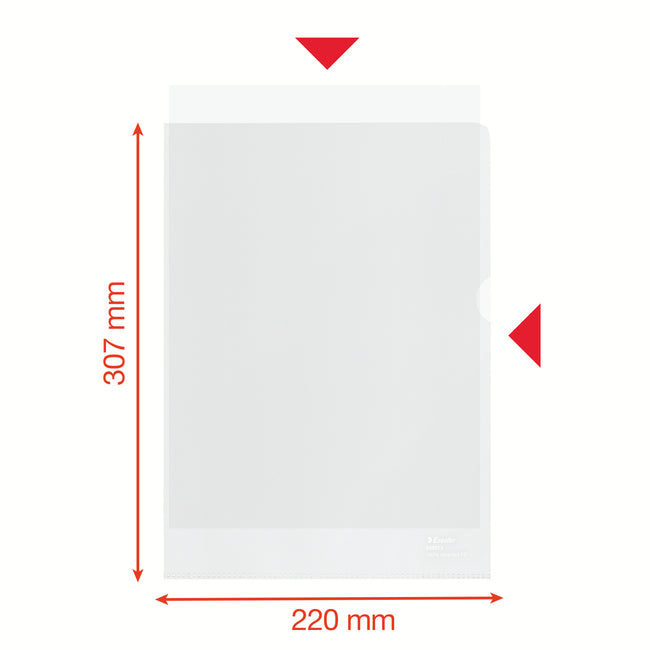Esselte - Dossier en L, 100% recyclé, transparent, boîte de 20 pièces