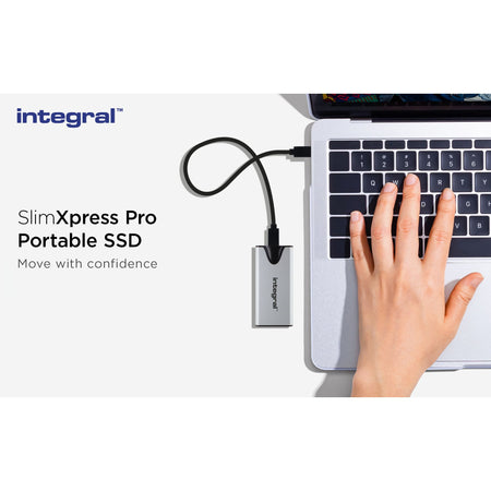 Integral -  SlimXpress Pro INSSD2TPORT3.2SLIMXS externe solide-state drive Thunderbolt technologie 2 TB USB Type-C USB 3.2 Gen 2x2 Zilver