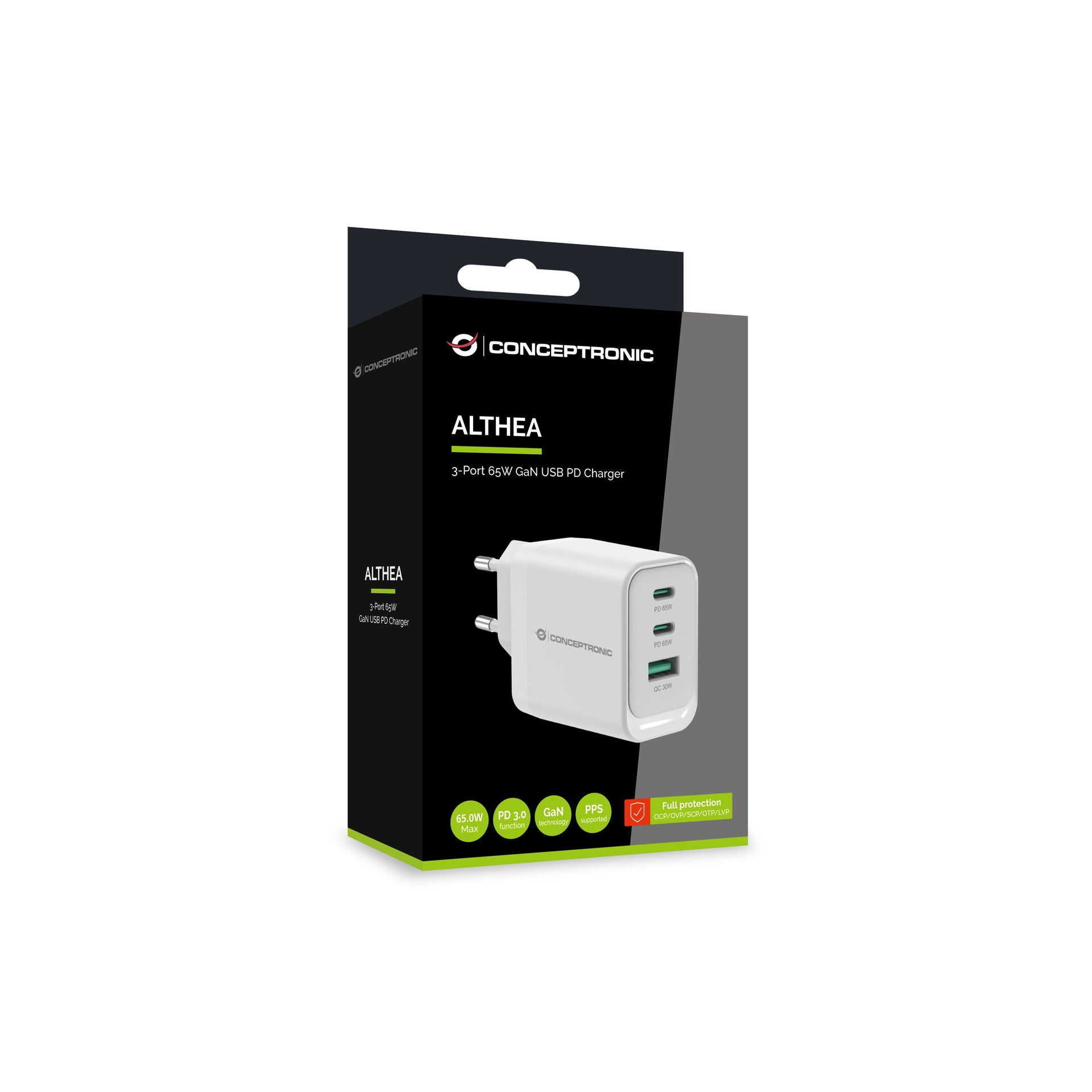 CONCEPTRONIC -   ALTHEA21W65 oplader voor mobiele apparatuur Universeel Wit AC Snel opladen Binnen