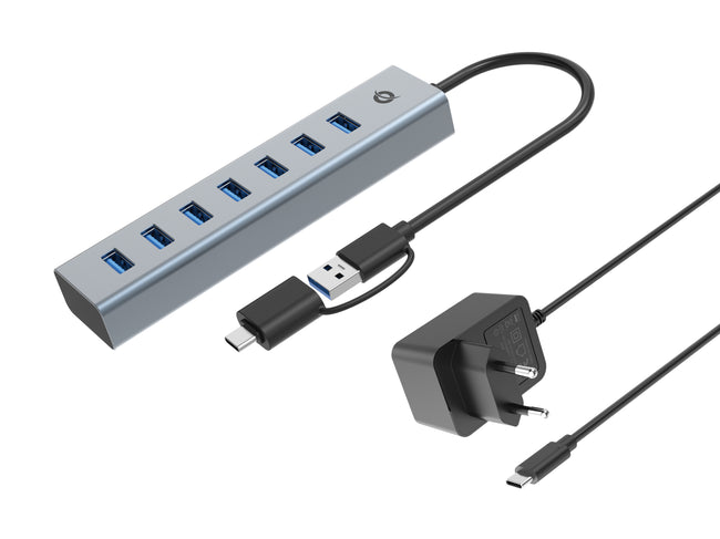 CONCEPTRONIC -   HUBBIES21GP interface hub USB 3.2 Gen 1 (3.1 Gen 1) Type-A 5000 Mbit/s Grijs