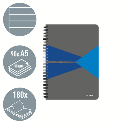 Leitz - Carnet de bureau a5 ligne 180 pages pages grises