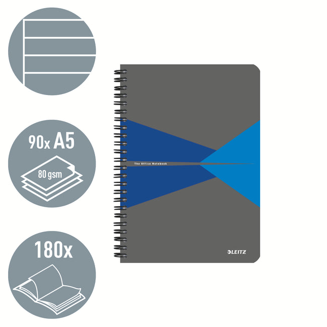 Leitz - Carnet de bureau a5 ligne 180 pages pages grises