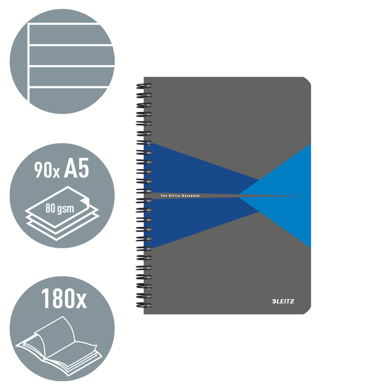 Leitz - Carnet de bureau a5 ligne 180 pages pages grises