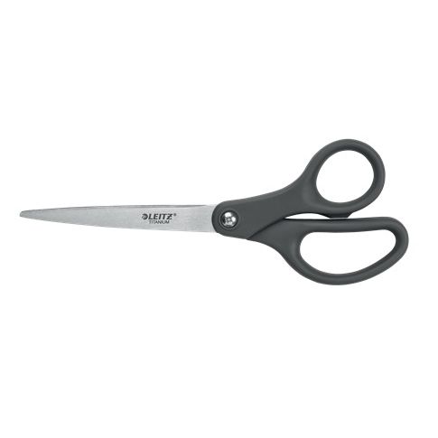Leitz - ciseaux, pi 18 cm, droite et gauche, pointe pointue, titane, gris, blister de 1 pièce