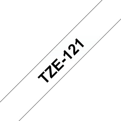 Brother - Labele P-touch TZe-121 standard 9mm noir sur transparent