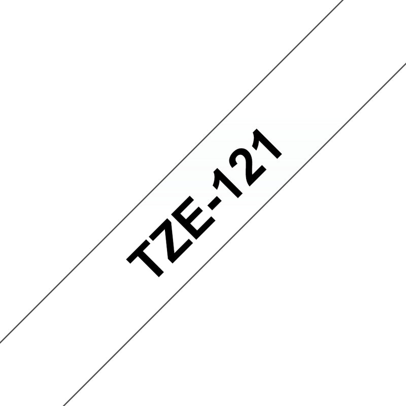 Brother - Labele P-touch TZe-121 standard 9mm noir sur transparent