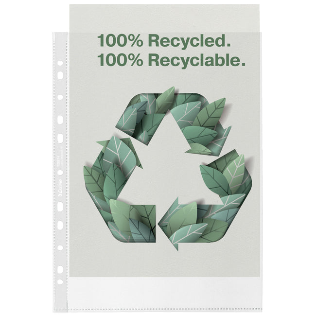 Esselte - sac de présentation perforé, 100% recyclé, ft A4, 70 microns, boîte de 20 pièces