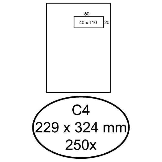 Hermes - Enveloppe Deed C4 229x324mm Fenêtre 4x11 Right Self -kl 250st