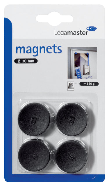 Legamaster - aimant 30 mm 850gr noir 4 pièces | 10 pièces