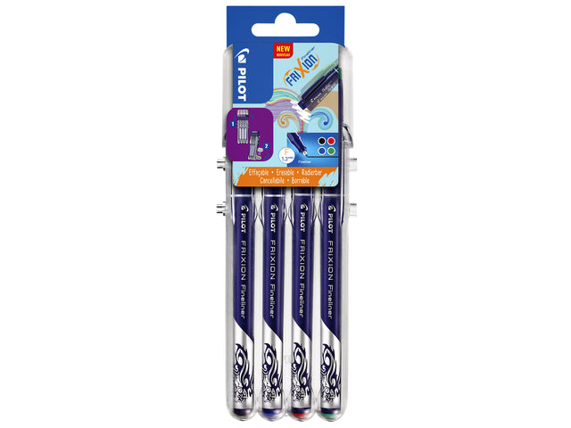 Pilot - fineliner Frixion Basic, geassorteerde kleuren, set van 4 stuks