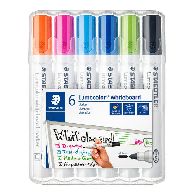 Staedtler - Lumocolor Whiteboardmarker Rythme de 6 pièces en couleurs assorties