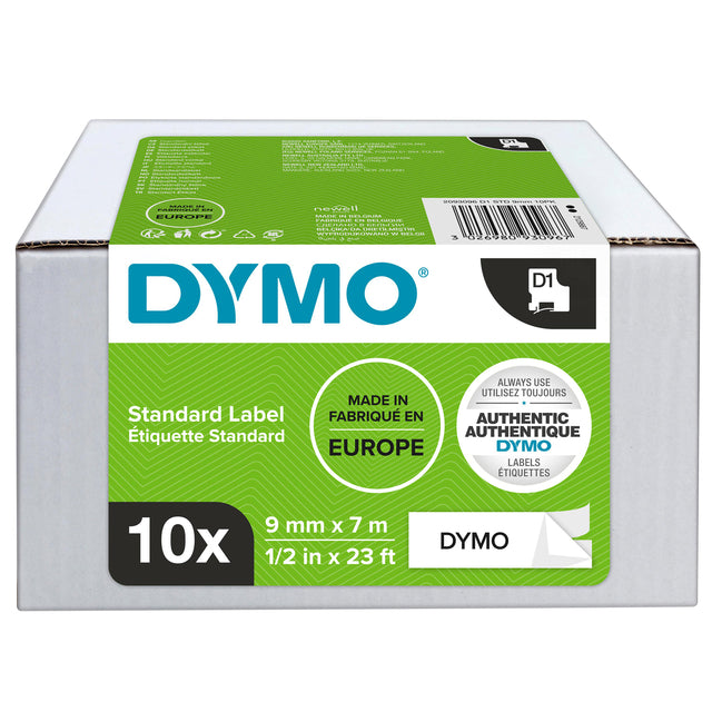 Dymo - D1 E 9 mm, noir et blanc, paquet de 10 pièces