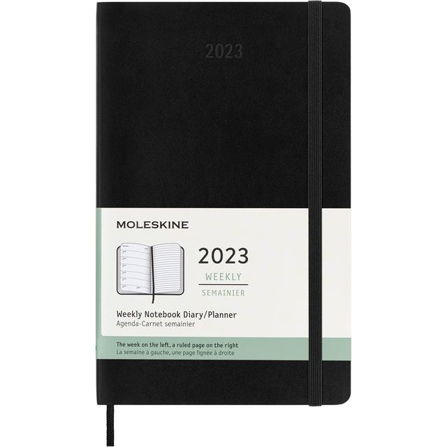 Moleskine - Agenda Notebook 2023 MSK 12Mnd Large SC Black | 1 Stück | 12 Stücke