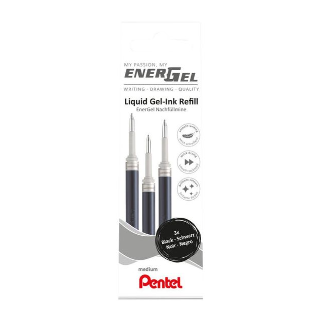 Pentel - Gelschrijvervulling  lr7 energel m 3st zwart | 12 stuks