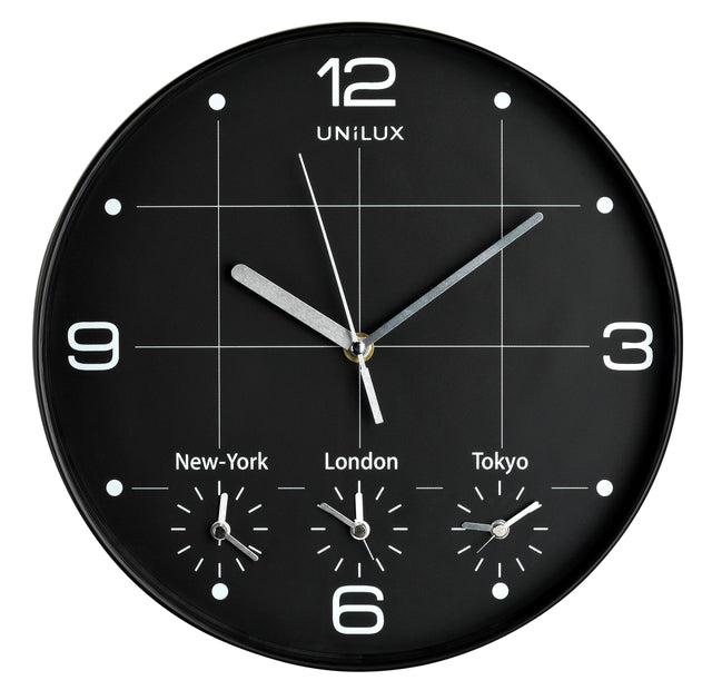 UNILUX - Wandklok on time dia 30.5cm zwart/wit