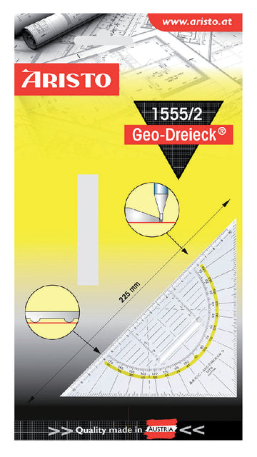 Aristo - Geodriehoek 1555/2 225 mm avec une poignée transparente