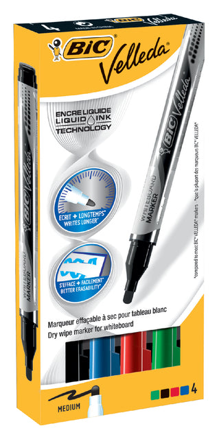 BIC - Felt -tip Pen Liquid Whiteboard Around Assorti Set à 4ST | 96 pièces