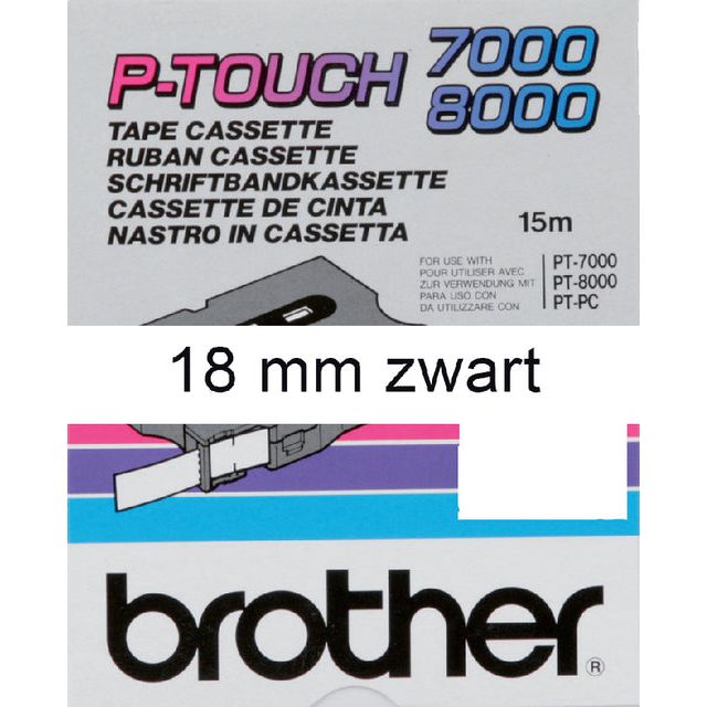 Brother-Labele P-Touch TX-241 18 mm noir sur blanc | 1 morceau