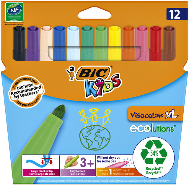 Bickids - ColorStift Kids EcolUtions Visacolor XL Ass | 12 pièces