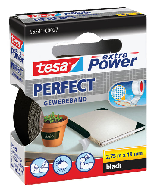 Tesa - Place Tape Textile 19 mmx2,75m noir