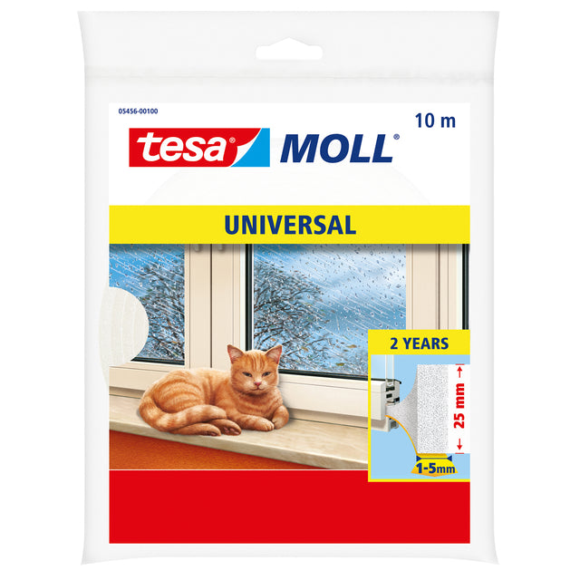 Tesa - Moll Universal tochtstrip, 10 m x 25 mm, wit