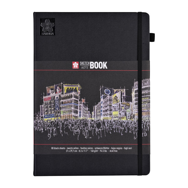 SAKURA - Sketch Notification Book A4 Black | 5 pièces