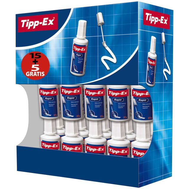 Tipp -ex - Korrekturflüssigkeit 20 ml Schaum 15+5 frei | ValaPack eine 20 -Flasche | 270 Stücke