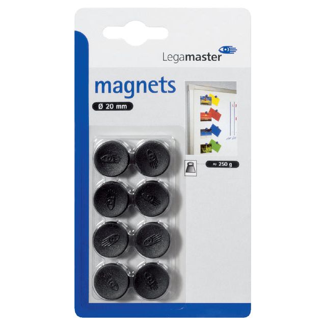 Legamaster - aimant 20mm 250gr noir 8 pièces | 10 pièces