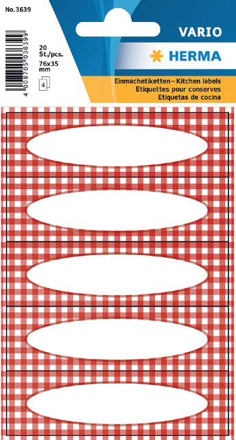 HERMA - Etiket herma 3639 keuken ruit rood