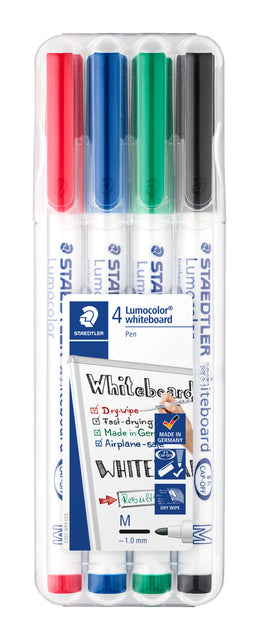 Staedtler - stylo à table de tableau blanc, stylo, set-up box avec 4 pièces en couleurs assorties