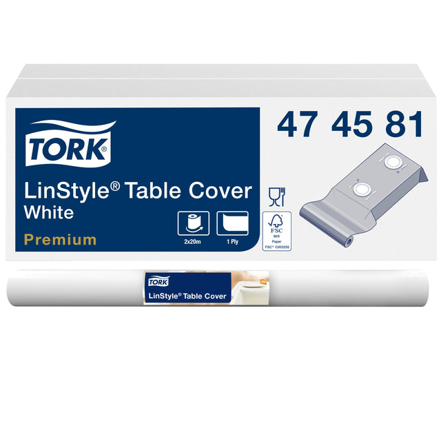 Tork - Tabelle fakes linstyle® 1 Schicht langlebig 20mtr x 120 cm Weiß 474581 | 2 Stücke