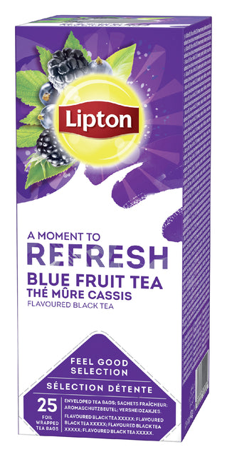 Lipton - Thé Feel Sélection, Black Tea Blue Berries Blackberries, boîte de 25 sacs