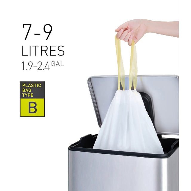 Eko - Sac déchet avec bande de draft 7-9 litres de type B blanc | 6 pièces