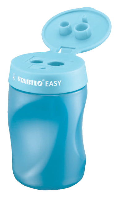 STABILO - EASYener potloodslijper, 2 gaten, voor rechtshandigen, blauw