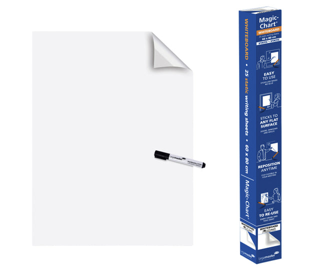 Legamaster - Magic -Chart Whiteboard Foil, ft 60 x 80 cm, blanc, simple, rouleau de 25 feuilles