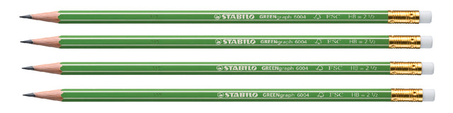 Stabilo - Potlood greengraph 6004 hb met gumtop | 12 stuks