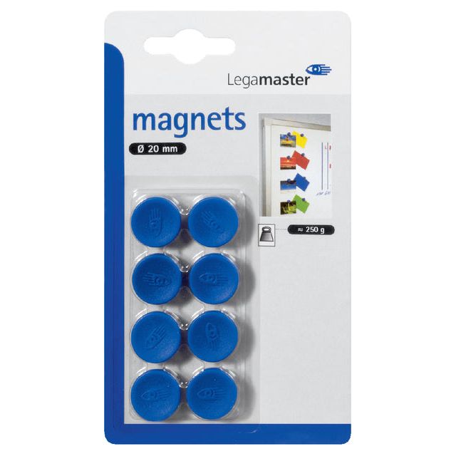 Legamaster - aimant 20mm 250gr bleu 8 pièces | 10 pièces