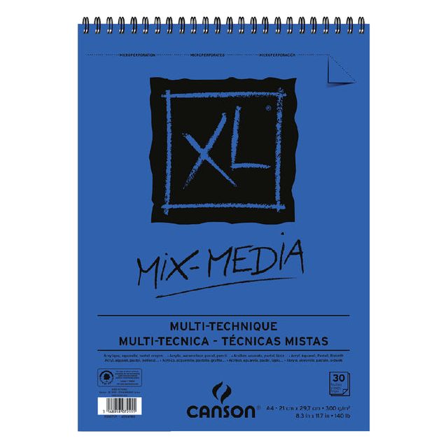 Canson - Aquarelblok canson xl mix media a4 300gr 30v spir | 5 stuks